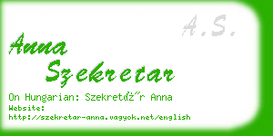 anna szekretar business card